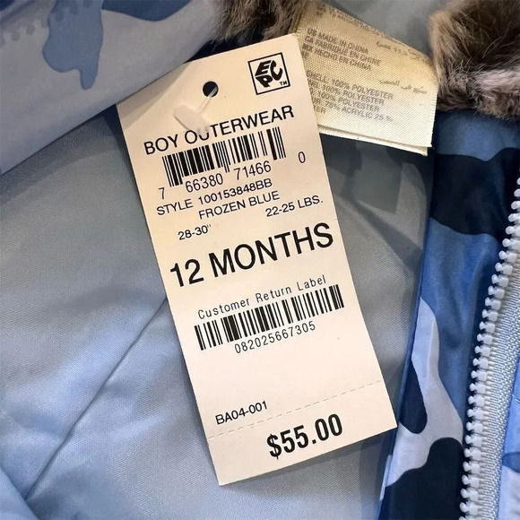 First Impressions Boys Blue Camo Snowsuit Winter Outerwear - Picture 12 of 12